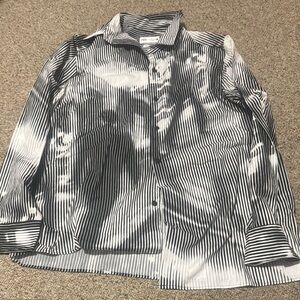 Striped Black and White Button-Up Shirt